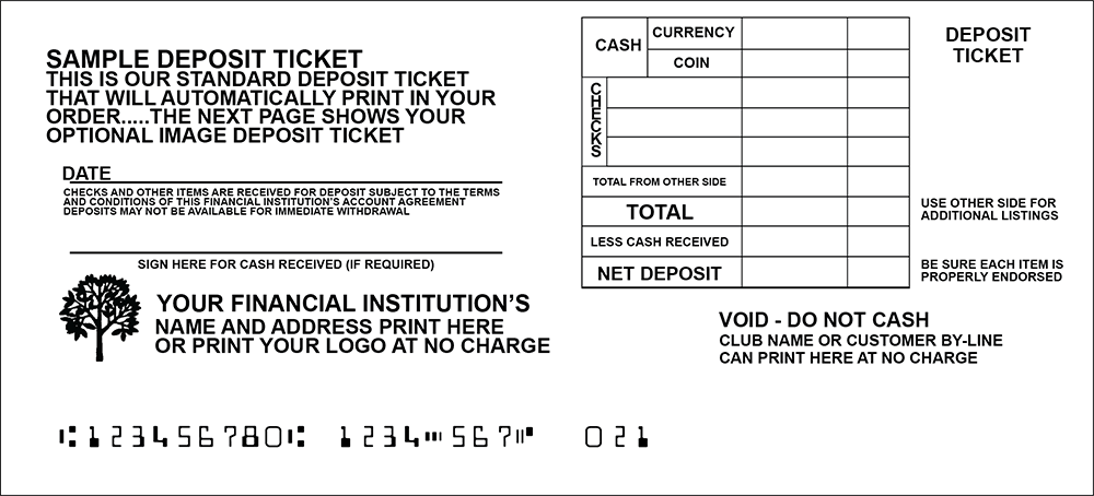 Personal Deposit Tickets