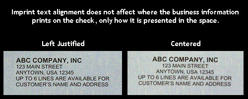 Business information printing alignment on laser checks