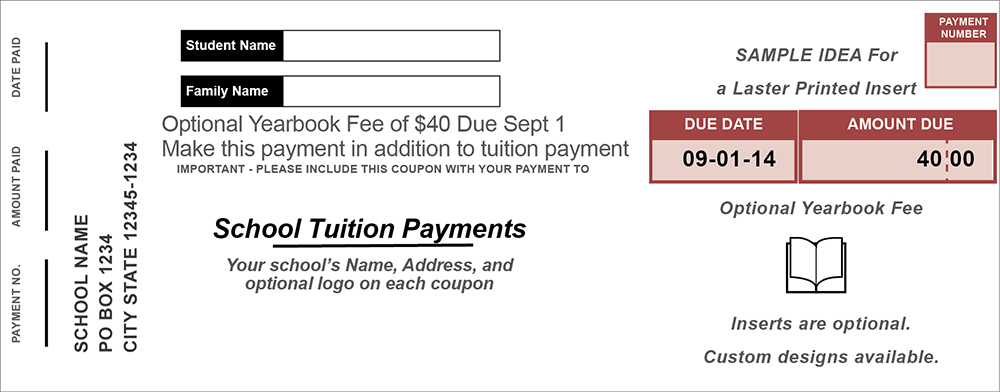 Laser Insert for School Tuition Coupon