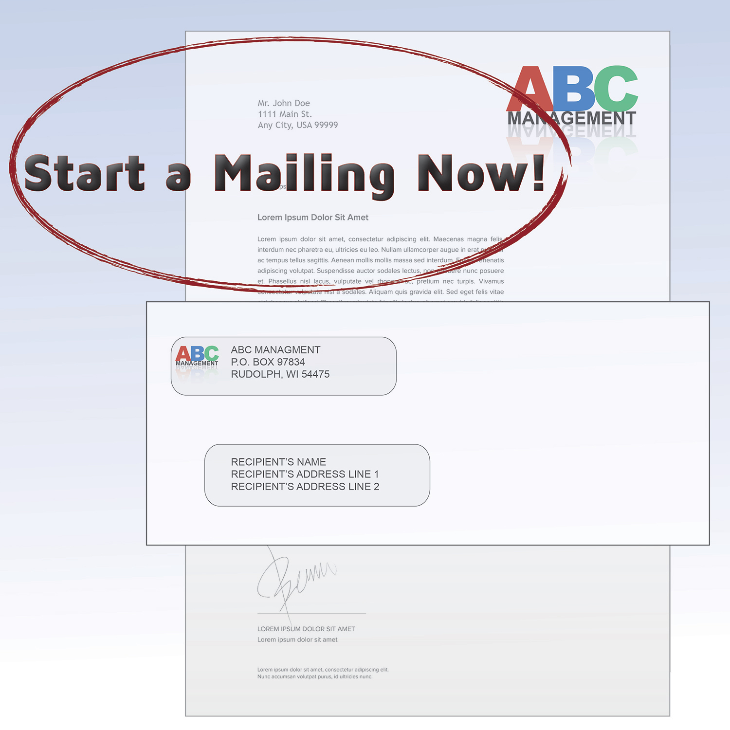 we allow you to mail personalized letters, newsletters, flyers, and more with ease